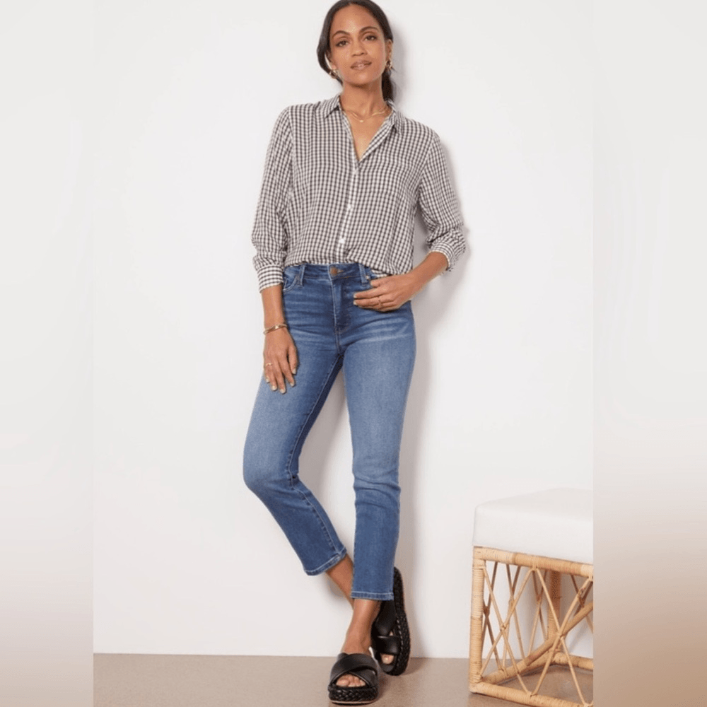 RAILS Josephine Gingham Button Down Shirt Black White Size Medium