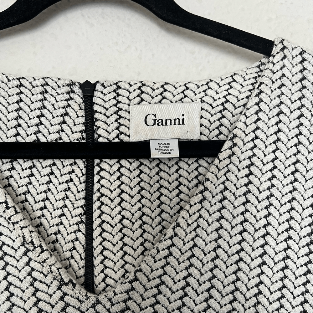 Ganni Anthropologie Jacquard Jersey Knife Pleated Dress Size Large