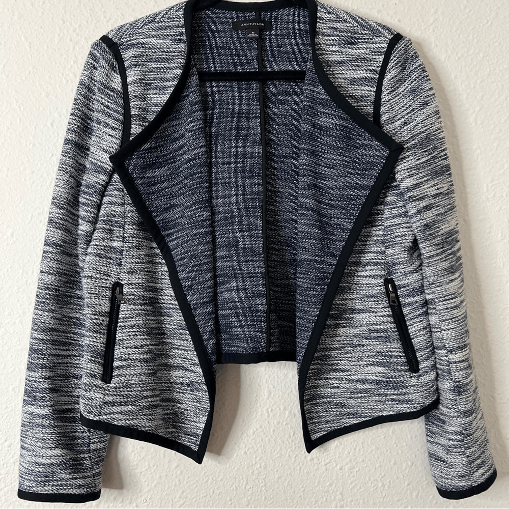 Ann Taylor Open Front Tweed Blazer Jacket Size Medium
