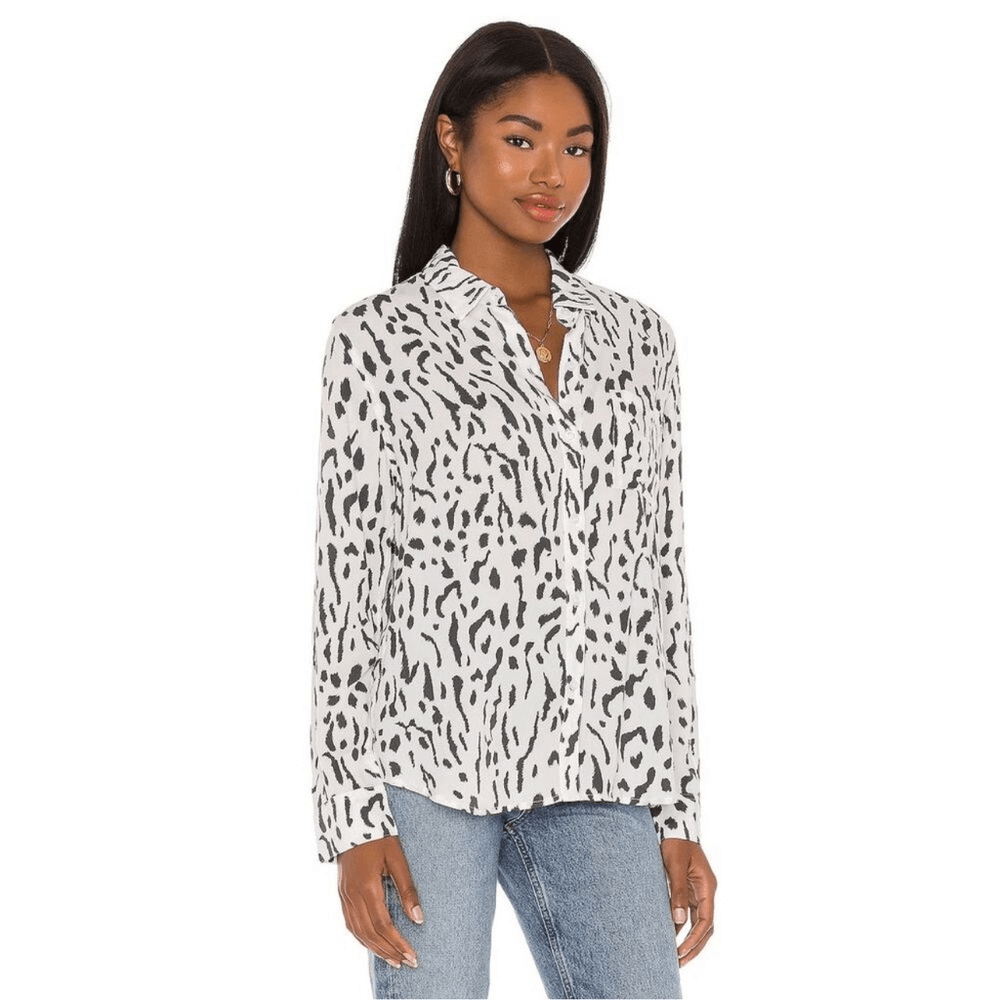Rails Rocsi Shirt Ivory Cheetah REVOLVE Button Down Size XL Long Sleeve