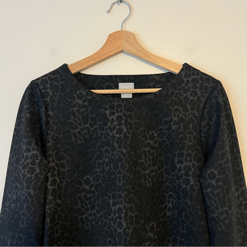 Chico's Leopard Print Ponte Knit Tunic Top Size Medium