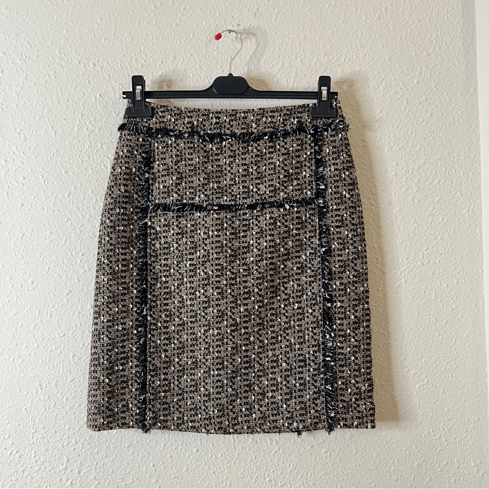 Tory Burch Tweed Mini Pencil Skirt Size 6 in Brown / Tan Wool Blend