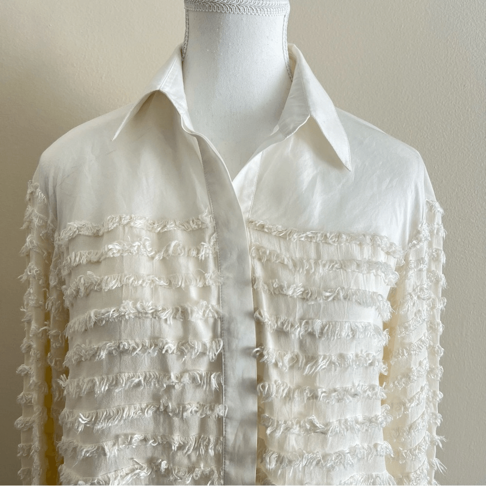 L’Agence Long Sleeve Textured Silk Button Down Shirt Blouse Size Small