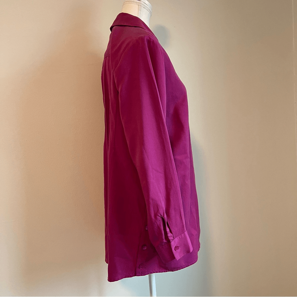 Soft Surroundings Button Down Tunic Shirt Size Medium 100% Tencel Lyocell