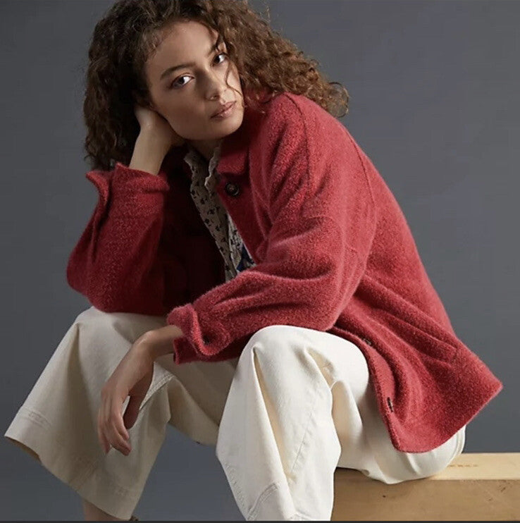 Anthropologie Houndstooth Shirt Jacket Greylin NEW Size Small