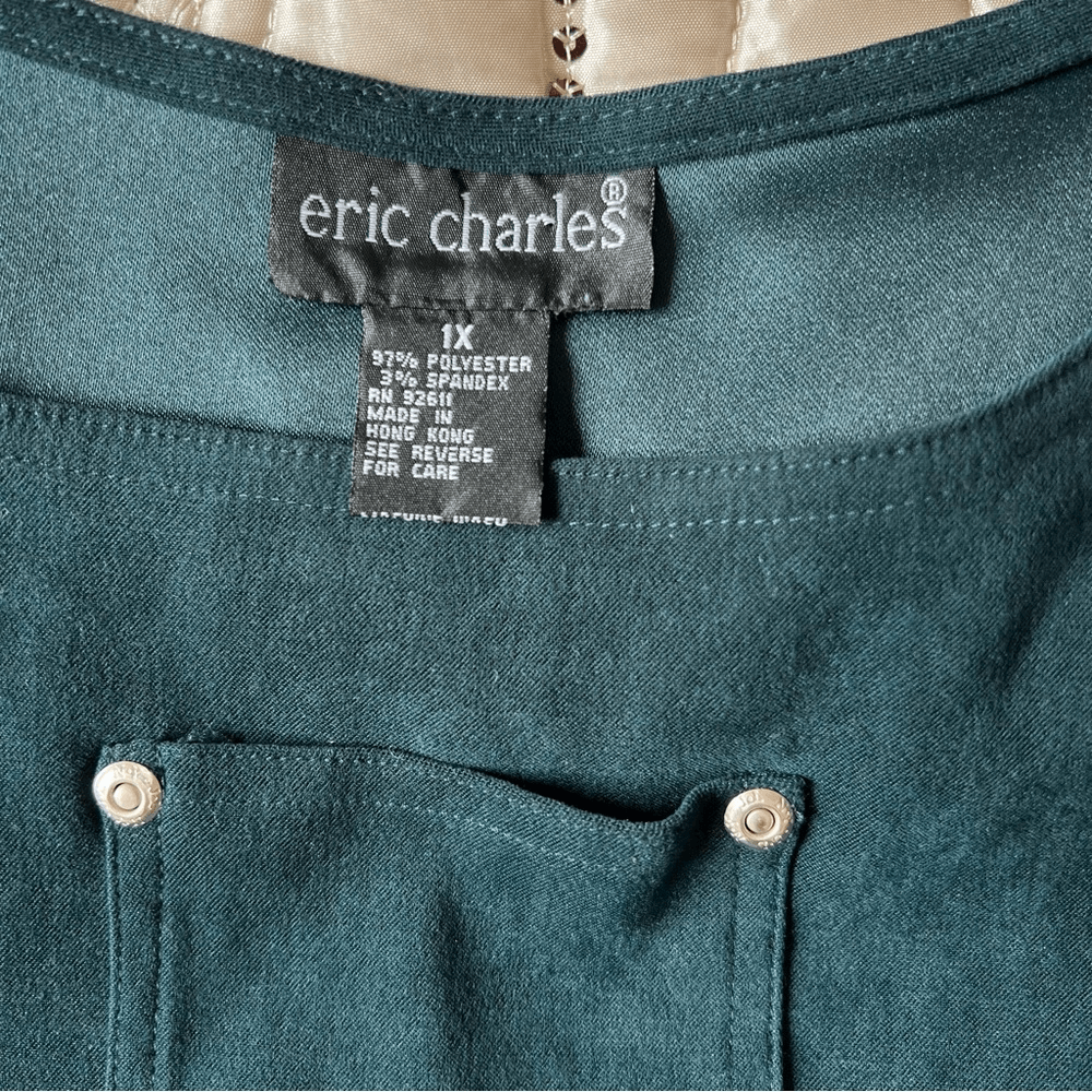 Eric Charles Pinafore Midi Overall Dress in Green Plus Size 1X