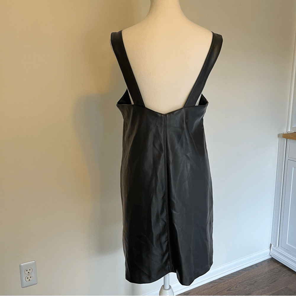 Abercrombie & Fitch Faux Leather Black Mini Dress NEW Size Medium Tall