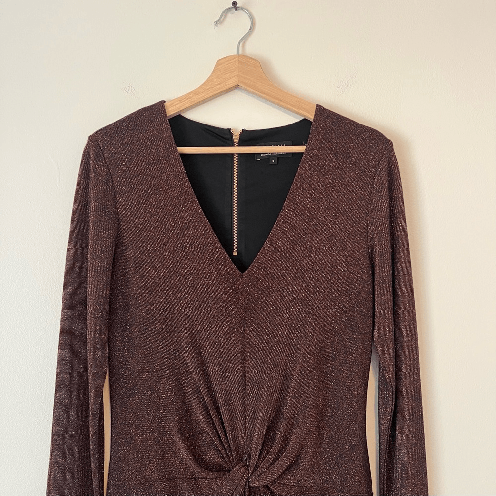 Ted Baker Lizzey Copper Metallic Long Sleeve Mini Dress Ted Size 3 US Size 8