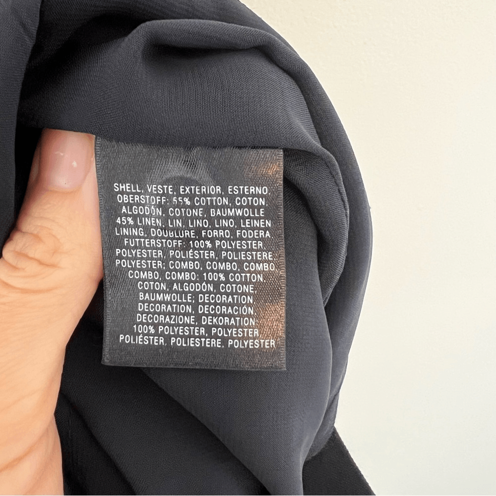 Anthropologie Postmark Oleander Blk Cotton Linen Floral Lace Sheath Dress Size 6