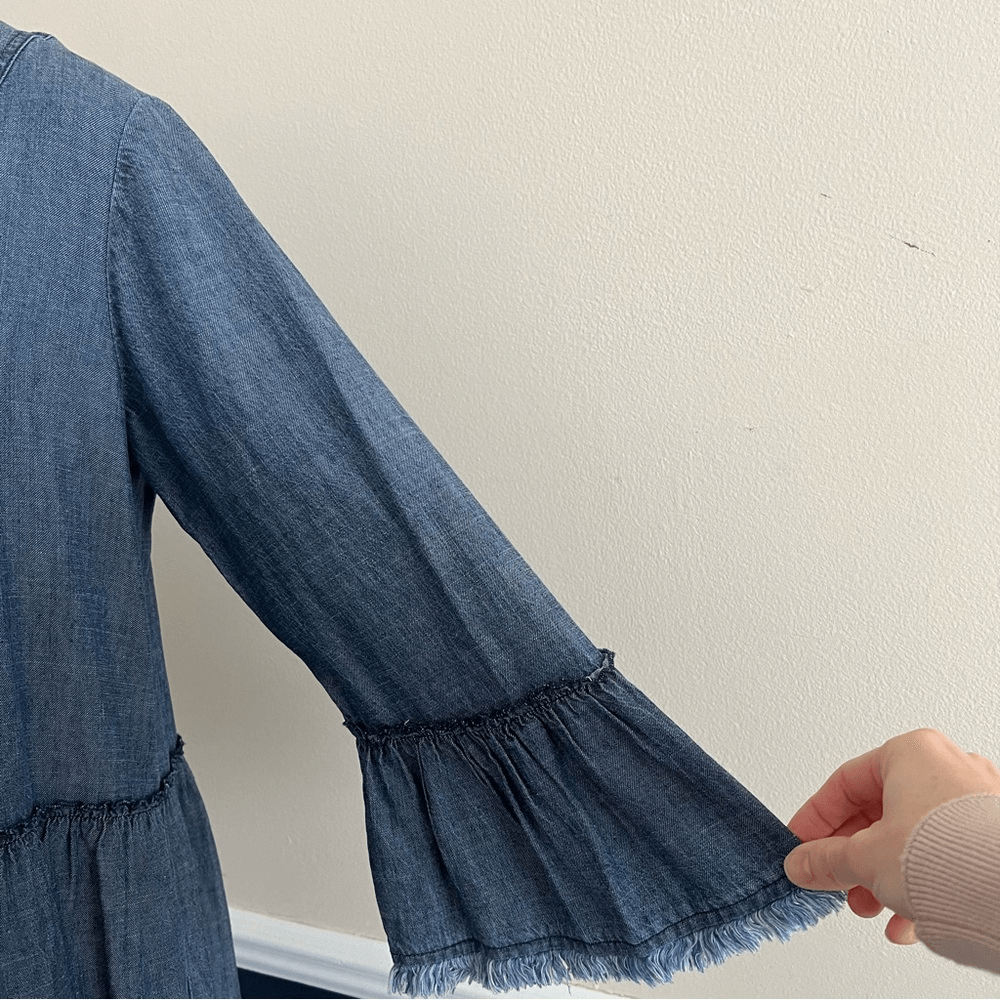 Trina Turk Womens  Movie Colony Linen-Blend Dress in Blue Size Large