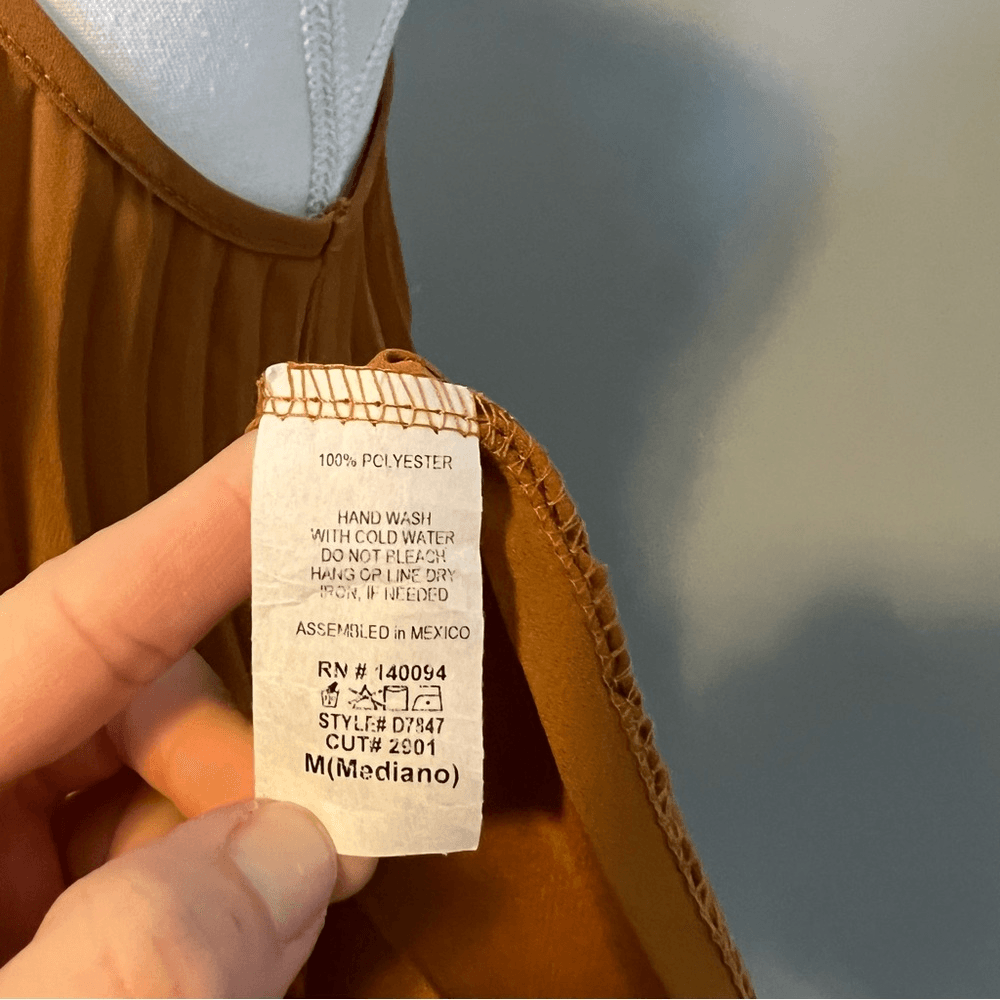See You Monday Pleated Slip Dress Size Medium in Rust