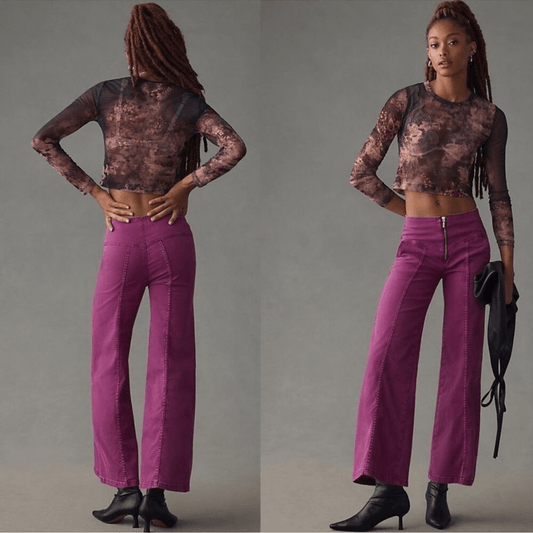 Anthropologie Pilcro High Rise Crop Flare Pants NEW Size 34