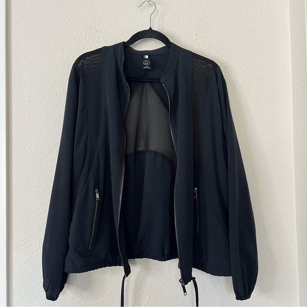 2LIV Athletic Jacket Black Zip Up Lightweight Jacket Mesh Accents Plus Size 1X