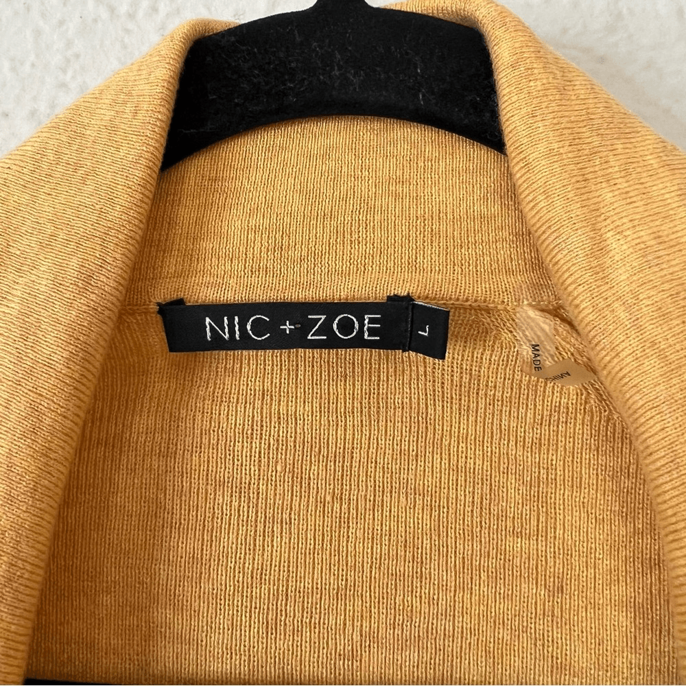 Nic+Zoe Cotton Blend Faux Wrap Sweater Size Large in Yellow