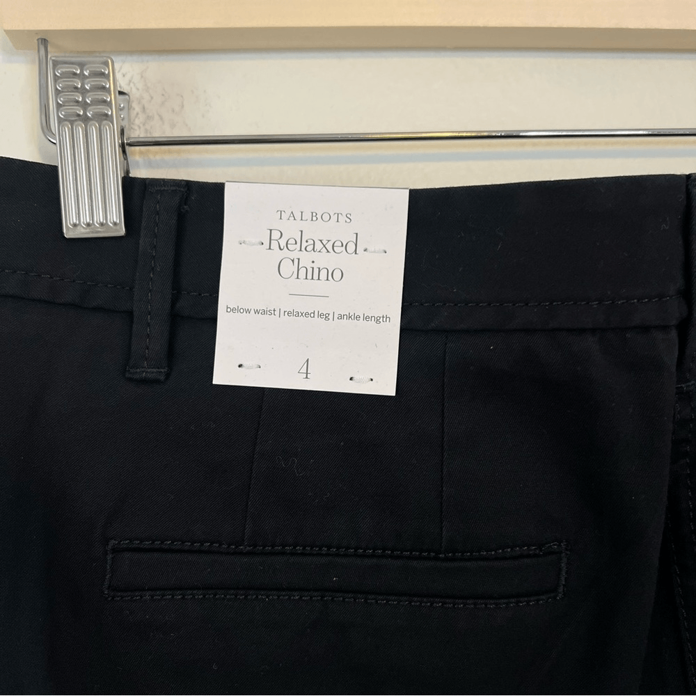 TALBOTS Relaxed Black Chino Pants NEW Size 4 Ankle Length