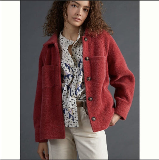 Anthropologie Houndstooth Shirt Jacket Greylin NEW Size Small