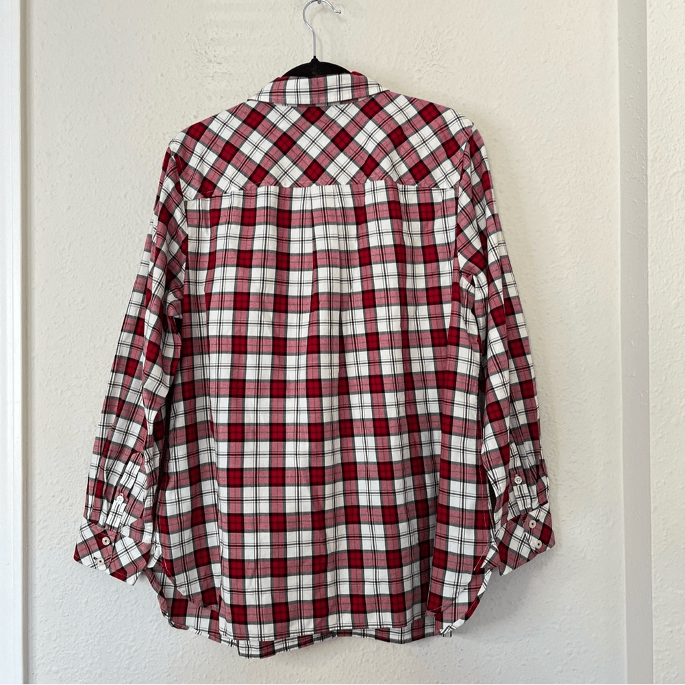 Talbots Classic Plaid Button Down Shirt Holiday NEW Plus Size 1X