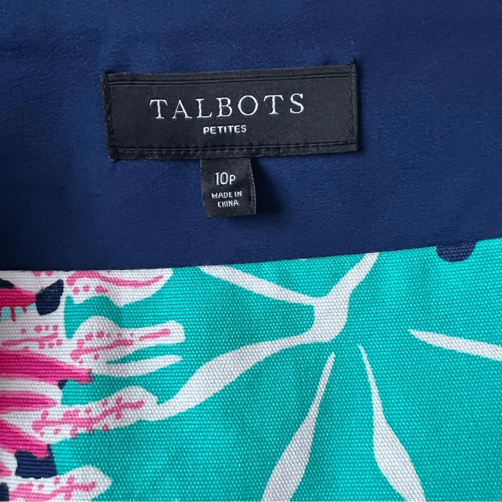 Talbots Jungle Botanical Pencil Mini Skirt Size 10 Petites Floral Tropical