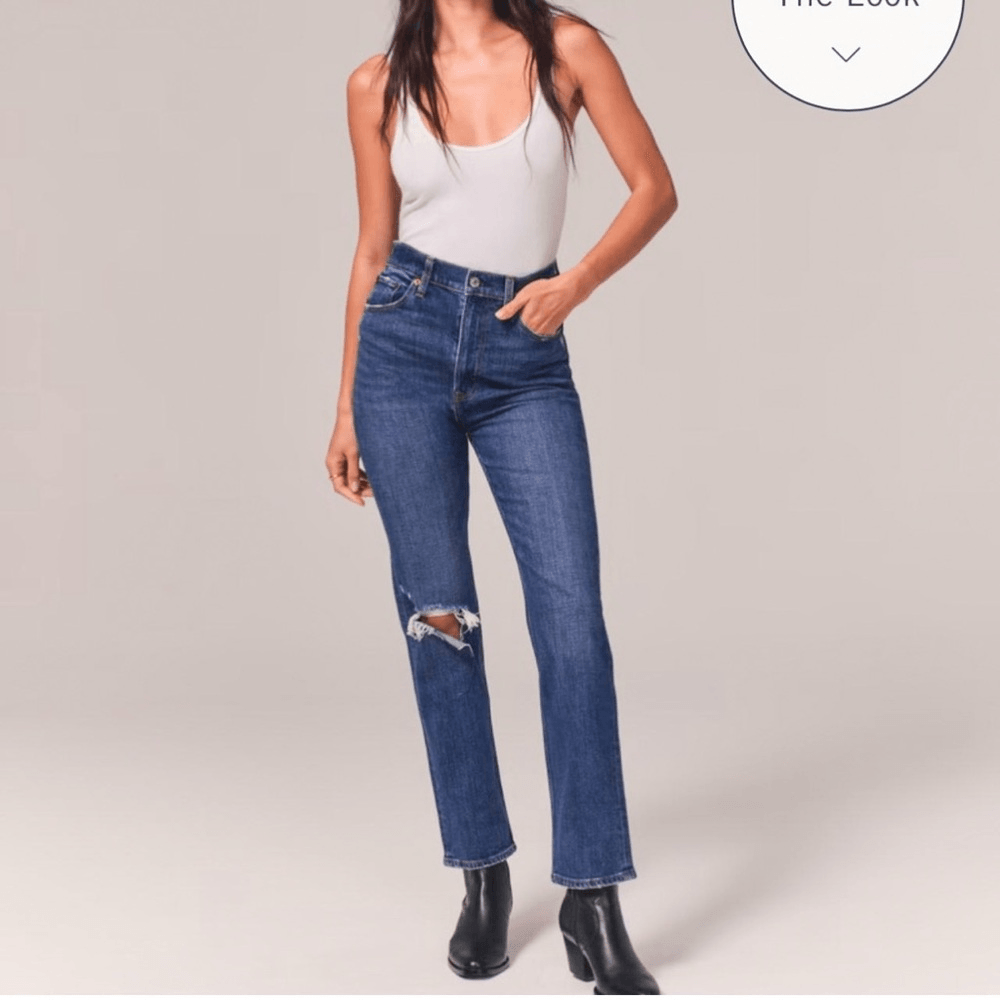 Abercrombie & Fitch Ultra High Rise The Ankle Straight Jeans 26 / 2L Medium Wash
