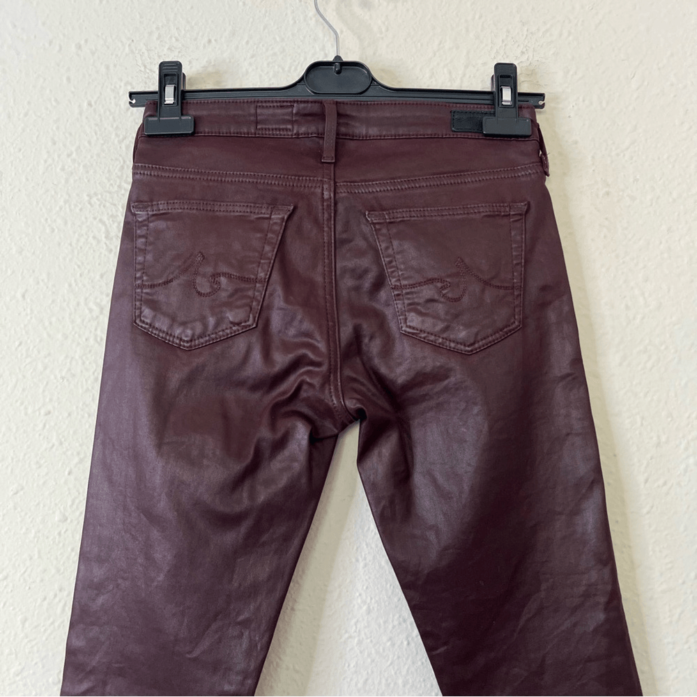 Adriano Goldschmied Burgundy Coated The Legging Ankle Skinny Pants Size 24R