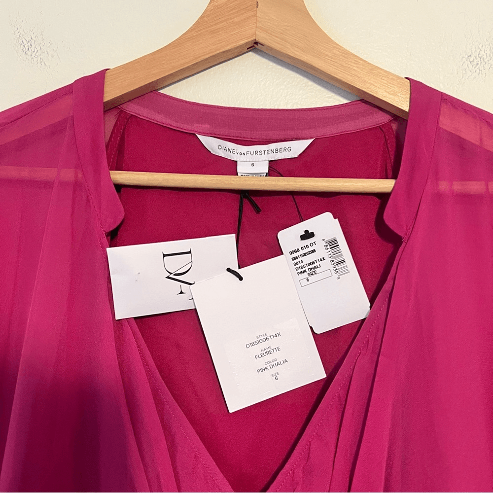 Diane von Furstenberg Fleurette Silk Dolman Sleeve Tunic Dress Mini NEW Size 6