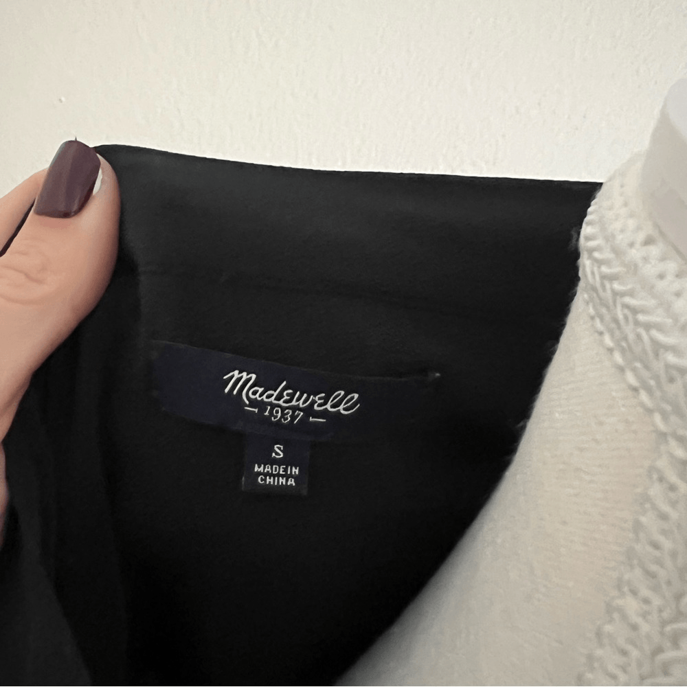 Madewell Black 100% Silk Long Sleeve Tunic Shirt Blouse Size Small