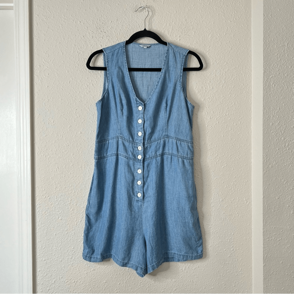 RAILS Scarlett Chambray Romper Linen Lyocell Size M (MISSING BELT)