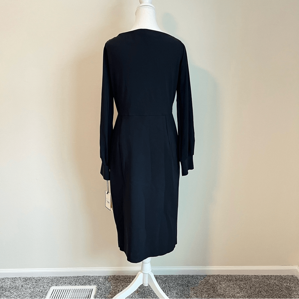 Chiara Boni La Petite Robe Iza Black Dress NEW Size 14 Long Sleeve Formal