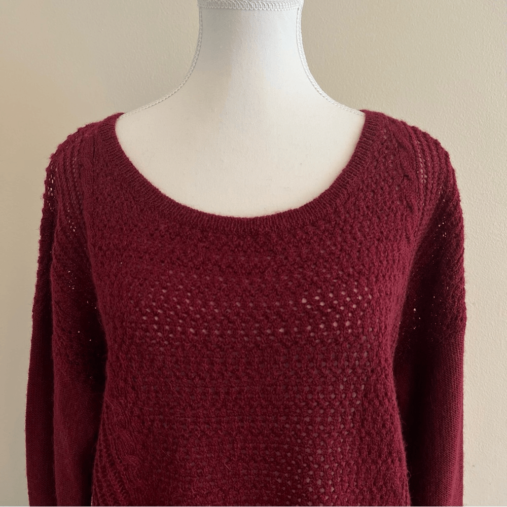Eileen Fisher Alpaca Wool Blend High Low Sweater in Burgundy Size Medium