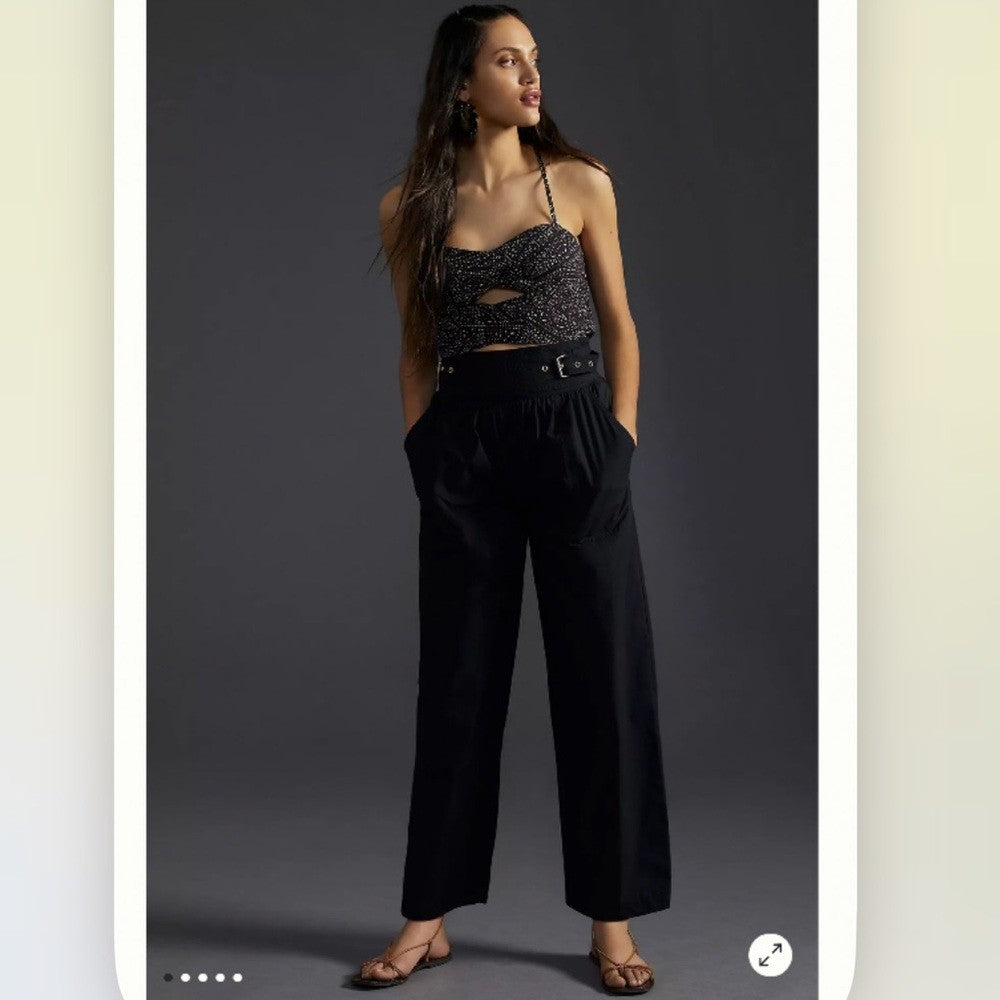 Llani x Anthropologie Belted Pants in Black NEW Size XL