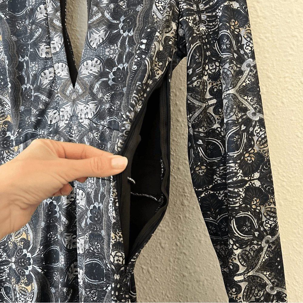 Free People Cabaret Paisley Floral Whimsical Cutout Maxi Long Sleeve Dress M