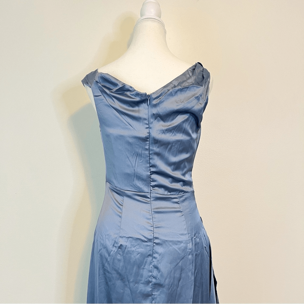 Babyboo Juliene Satin Maxi Dress in Dusty Blue NEW Size Medium