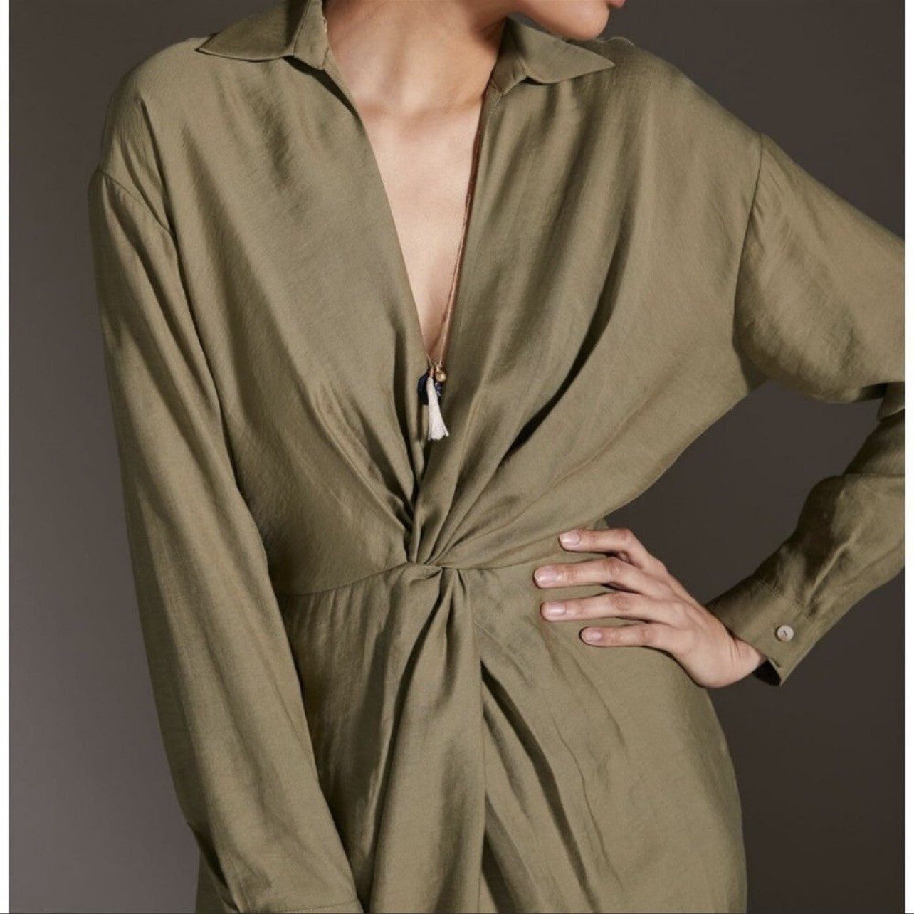 Anthropologie Graziella Twist-Waist Shirt Dress NEW  Size 4