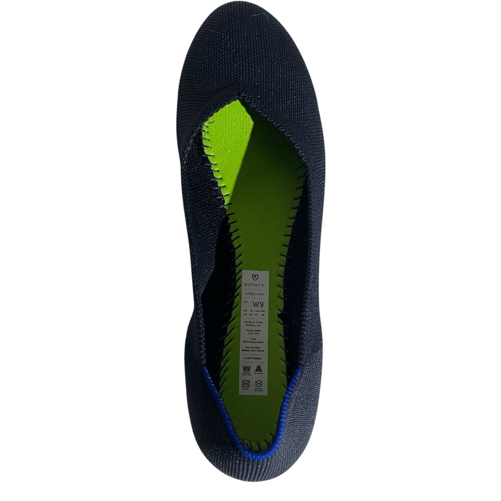 Rothy's The Flat Maritime Slip-On Ballet Shoes in Navy Blue Size 9W Round Toe