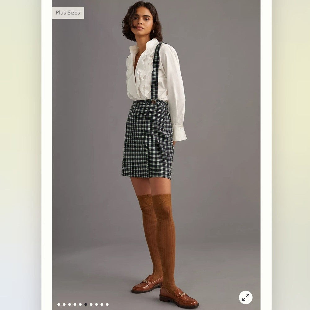 Anthropologie Maeve Plaid Pinafore Skirt NEW Size 6