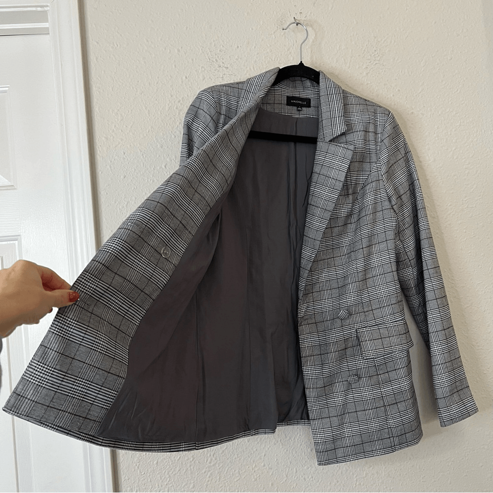 MAJORELLE Rhea Grey Plaid Blazer Size Small