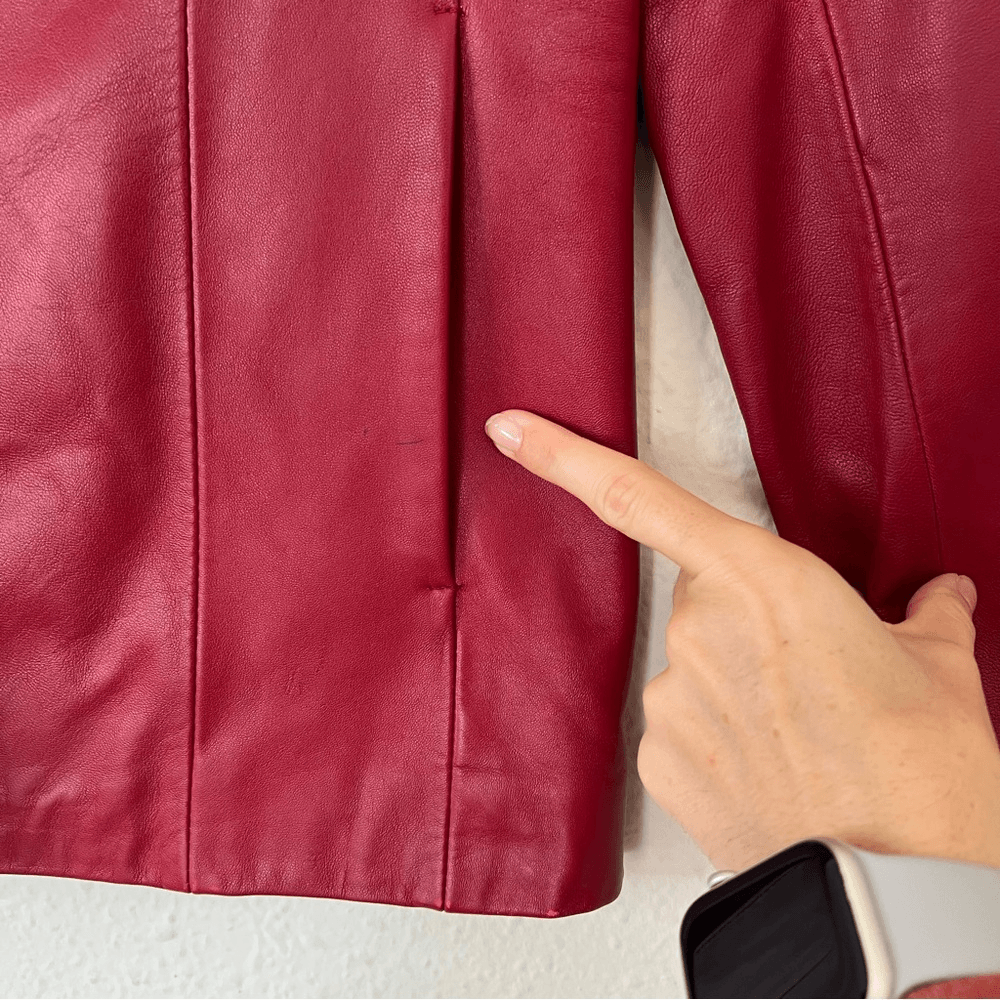 SIENA 100% Leather Red Blazer Jacket| Size 6