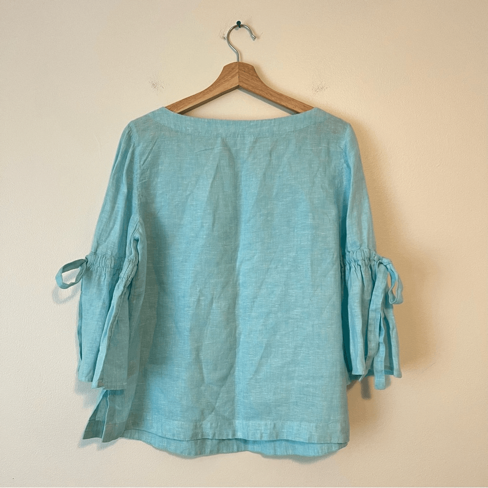 Charter Club Linen Bell Sleeve Blouse Top Size Medium