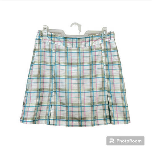 Athleta Pastel Plaid Pleated Golf Skirt Size 12