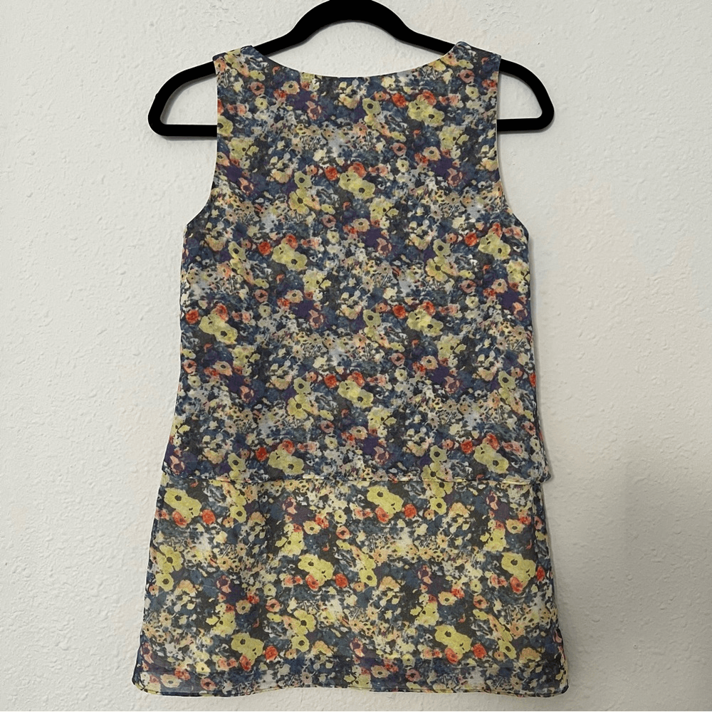 Cabi Positano Floral Print Tiered Tunic Blouse Top Size XS