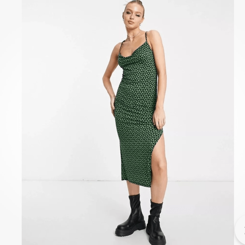 Abercrombie & Fitch Cowl Neck Strappy Midi Slip Dress NEW Size XSP