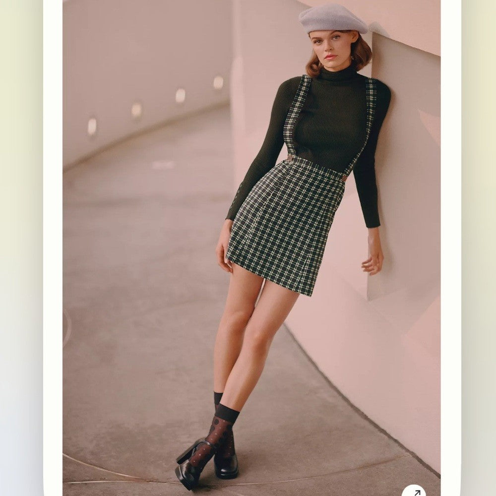 Anthropologie Maeve Plaid Pinafore Skirt NEW Size 6