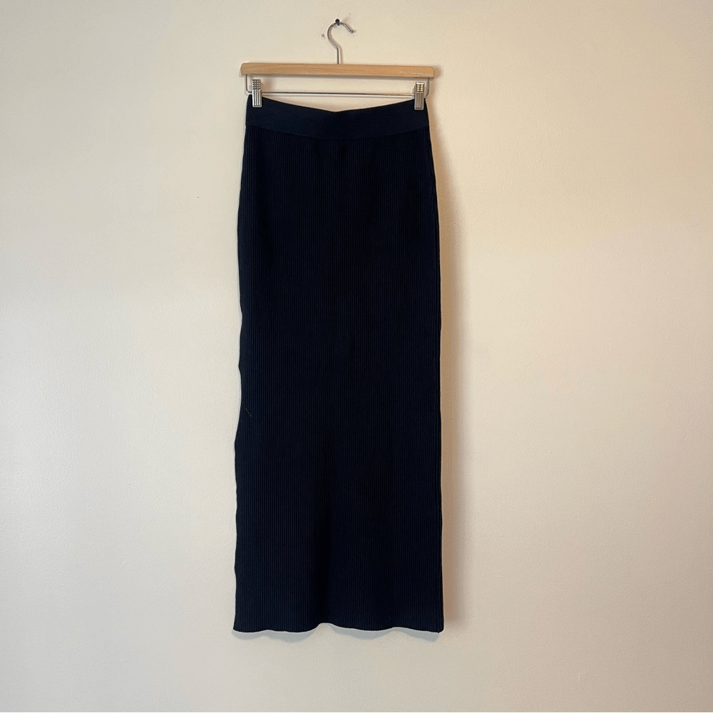 The Drop Tyler Ribbed Black Maxi Knit Skirt NEW Size Small