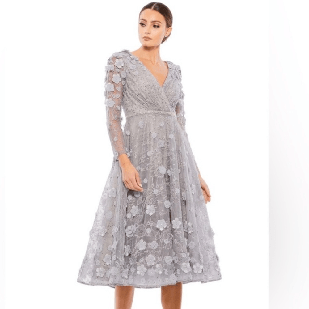 Mac Duggal Floral Embellished Lace A-Line Cocktail Dress NEW Size 8