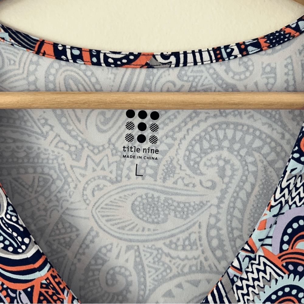 Title Nine Daring Floral Paisley Dress Purple Orange Size Large Knee Length