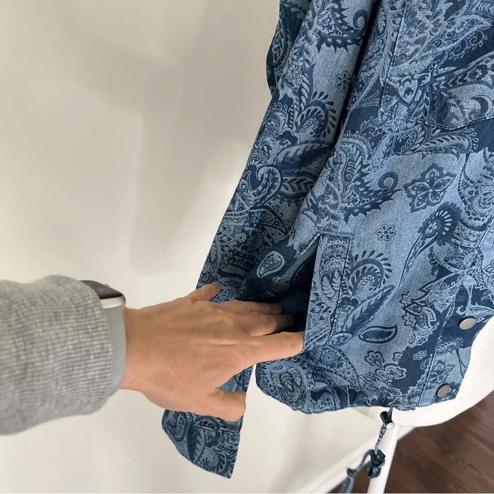 Chico’s Paisley Chambray Utility Jacket Size Small