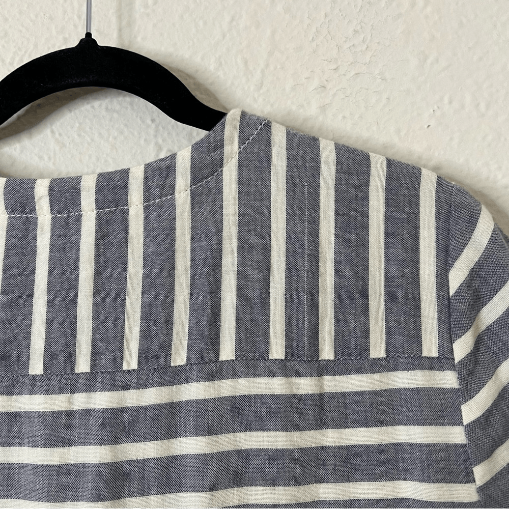 J. Crew Striped Short Sleeve Chambray Mini Dress Size 10