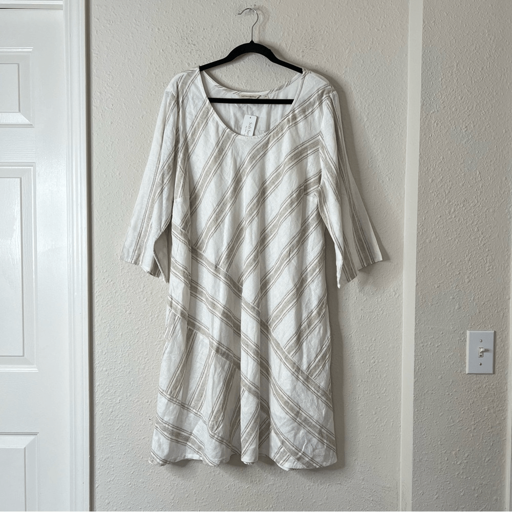 Soft Surroundings Equinox Striped Linen Sheath Dress NEW Plus Size 1X