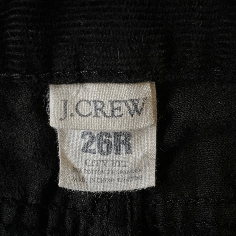 J. Crew City Fit Black Corduroy Pants Size 26R