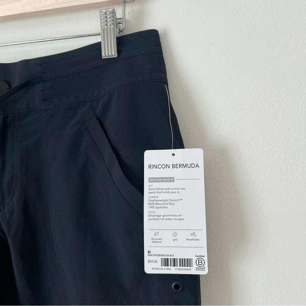 Athleta Rincon Black Athletic Bermuda Shorts NEW Size 6